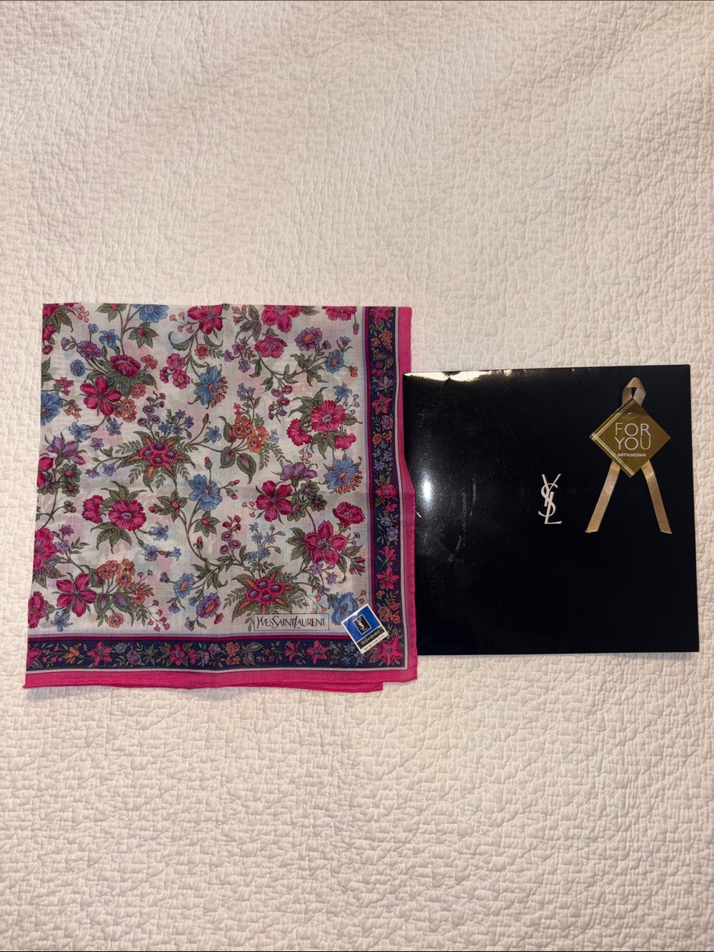 YSL Yves Saint Laurent Floral Handkerchief Scarf NWT